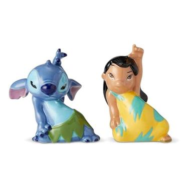 Imagem de Enesco Saleiro e pimenteiro de cerâmica Lilo and Stitch, 8,8 cm, multicolorido