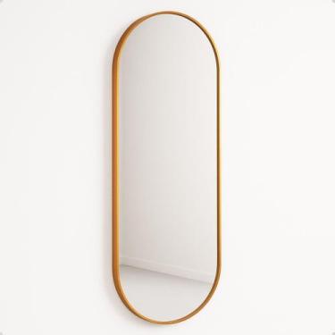 Imagem de Espelho Oval 110x50 Moldura Alumínio Design Retrô para Banheiro, Quart