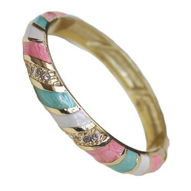 Imagem de Only My Live Home Pulseiras femininas listradas de strass Cloisonne Rainbow Cloisonne, pulseiras chinesas ICH Handmde, joias articuladas, presentes, Diameter 2.36 inch wide 0.5 inch, Strass de cobre e
