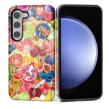 Imagem de Kapadiy Capa para Samsung Galaxy S23 FE [design de colagem de frutas de verão] - proteção dupla híbrida (silicone + policarbonato rígido) à prova de choque, capa protetora para homens e mulheres