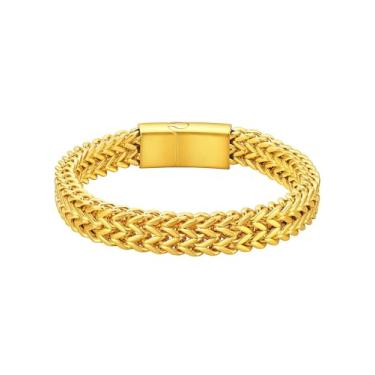 Imagem de ChainsHouse Pulseira masculina Franco Curb Chain Link com fecho resistente, 7,5/8,3/9 polegadas de comprimento 6/10/12 mm de largura, corrente de presente para pai, marido, dia dos pais, aniversário