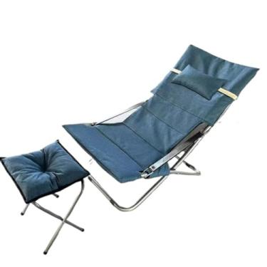 Imagem de XINCHANG Poltrona dobrável ajustável com tecido de alta densidade - perfeita para casa, escritório e relaxamento ao ar livre (azul atualizado] com travesseiro + pedal)