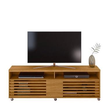 Imagem de Rack Bancada Sala Estar TV Até 65 Polegadas 2 Portas De Correr 4 Rodíz