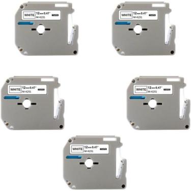 Imagem de 5x Fita para Rotuladora M-K231 12MM X 8MM PRETO/BRANCO - MasterPrint