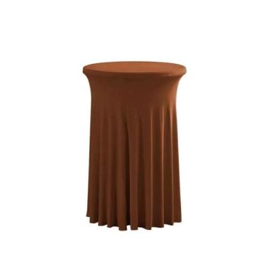 Imagem de Toalha de mesa de coquetel branca estilo saia elegante comercial reunião bar redondo capa elástica, café, 80 cm redondo 110 cm altura