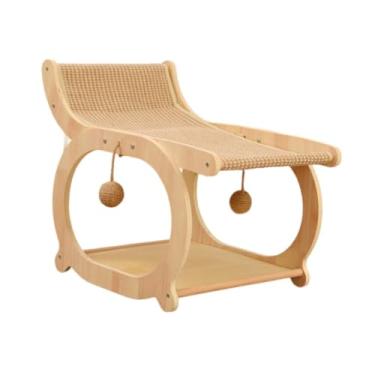 Imagem de MFMEXUL Arranhador de Gato de Sisal, Cadeira Elevada de Madeira Resistente a Arranhões para Gatos, Ideal para Brincar E Dormir em Casa E Outros Animais de Est, Cor de Madeira
