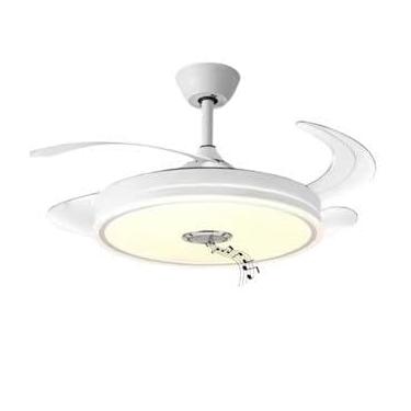 Imagem de Ventilador de Teto Preto com Pás Retráteis LED Multicolor 60W Bivolt com Caixa de Som Bluetooth e Controle Remoto – 6 Velocidades + Timer