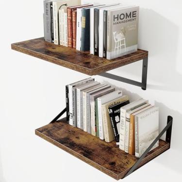 Imagem de Prateleiras de parede profundas 40 cm L x 30 cm P Prateleiras flutuantes de madeira projetada para parede, suporte de metal resistente, decoração de casa, armazenamento para sala de estar, quarto