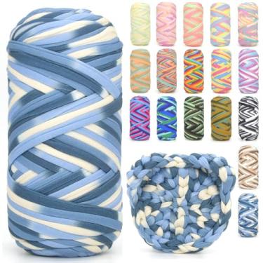 Imagem de Camiseta para crochê, camiseta arco-íris, tecido elástico grosso, fio de crochê para iniciantes, bolsa de tricô à mão, cesta/porta-copos / artesanato faça você mesmo/decoração de casa 200G tom branco