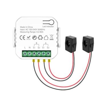 Imagem de MFMEXUL Medidor de Energia Wi-Fi para Gerenciamento de Energia Residencial Inteligente para Escritório, Quarto, Apartamento, de Energia, 2 canais, Tamanho real
