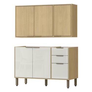 Imagem de Armario E Balcao Pia 120 Cm Glor Abgl24 Castanho Off White Mxm