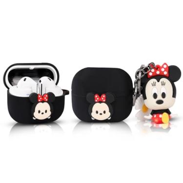 Imagem de XMBYGY Capa para Samsung Galaxy Buds 3 e para fones de ouvido Galaxy Buds 3 Pro com boneca e mosquetão, capa protetora de silicone à prova de choque com design de desenho animado para homens, mulheres