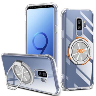 Imagem de Capa de celular compatível com Samsung Galaxy S9 Plus, suporte giratório de 360° [não amarelo] capa protetora transparente de 4 cantos à prova de choque para Samsung Galaxy S9 Plus - transparente