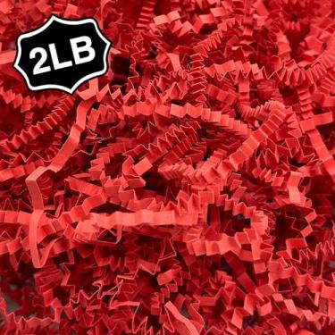 Imagem de Corlcol 2 lb de enchimento de papel cortado amassado para saco, caixa de presente, cesta, confete, papel picado, decoração de recheio para festa de feriado do dia dos namorados (vermelho)