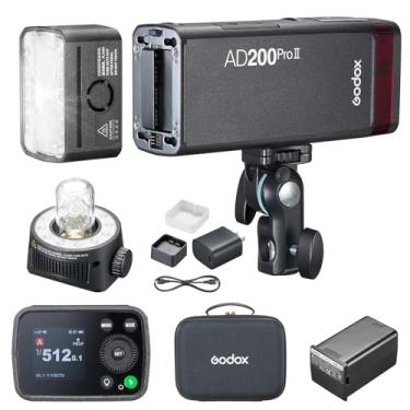 Imagem de GODOX AD200 PRO II Flash (2025) AD200 PRO Strobe, atualizado 200Ws 2,4G 1/512 para potência total (1/1) Ajuste de potência de dez passos, modo constante de temperatura de cor ± 100K Flash Head Pocket