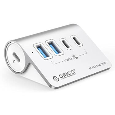 Imagem de ORICO Hub USB 3.2 Gen 2 de 4 portas, 10 Gbps com 2 USB A + 2 USB C, hub de alumínio com cabo USB-C de 1,64 m e adaptador USB-A divisor USB para iMac, MacBooks, Mac mini