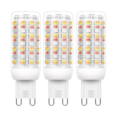 Imagem de I-SHUNFA Lâmpadas de LED Wi-Fi RGBCW Smart G9, compatíveis com Alexa/Google Home, multicor regulável, 2700K-6500K, CA 120V 4W, brilho de 400LM ajustável 1%-100%, com lâmpada LED de ritmo musical