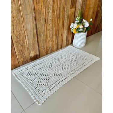 Imagem de Tapete Retangular Beira de Cama 1,40mx70cm Crochê Artesanal (Cru)