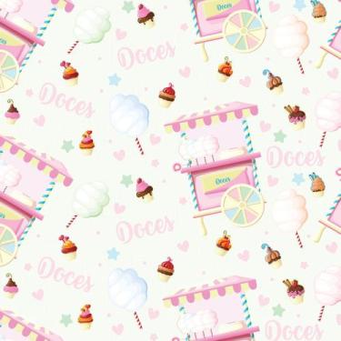 Imagem de Papel de Parede Doces Cup Cake para Quarto de Menina 57x270c - Quartin