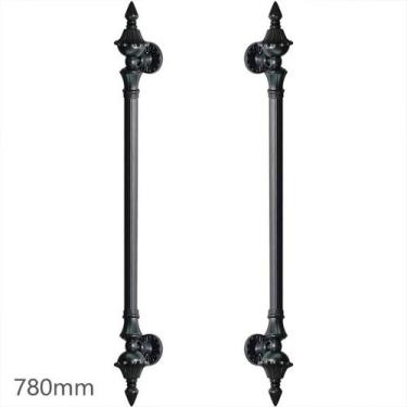 Imagem de Puxador Duplo Classic 780mm Preto Fosco Porta Pivotante Correr Passage