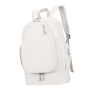 Imagem de Baoblaze Bolsa de tênis com compartimento para sapatos, mochila para 3 raquetes, mochila de uso diário, bolsa esportiva com bolso lateral para jogadores de, Bege