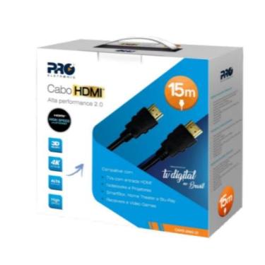 Imagem de Cabo Hdmi Macho X Macho 2.0 4K 3D 15 Metros - A.R Variedades Mt