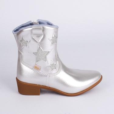 Imagem de Bota Infantil Kidy Folk Cano Curto com Estrelas Prata