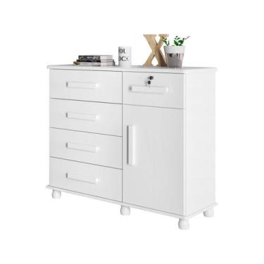 Imagem de Cômoda Sapateira 1 Porta 5 Gavetas Móveis Lanza - Ibiza, Branco