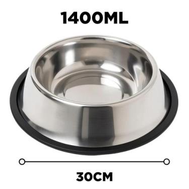 Imagem de Comedouro e Bebedouro Inox Para Cachorro Gato Antiderrapante - NAPI IM