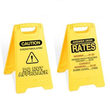 Imagem de Caution Overstimulated Do Not Approach Office Decor Decorações engraçadas de mesa para mulheres colegas de trabalho, decoração sarcástica, brincadeiras de Halloween, presentes de mordaça de colega de