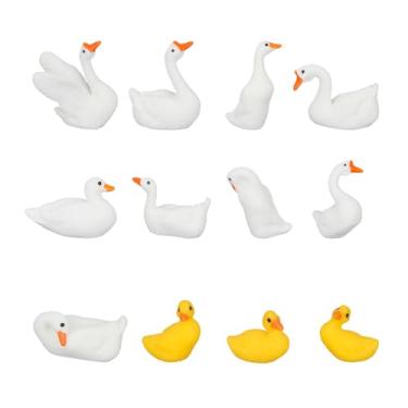 Imagem de 12 peças Mini Figuras de Ganso, Pequenos Patos de Resina Figuras Animais Fofos em Miniatura para Jardim Faça Você Mesmo Micropaisagem Artesanato em Terrário Mesa Decoração Festa Aniversário