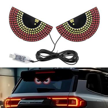 Imagem de Juren Luz de olho de diabo para para-brisa de carros, luzes LED de olho de demônio, luz de janela traseira de carro, sinal de raiva de estrada, iluminação cintilante, USB, dispositivos legais vermelho