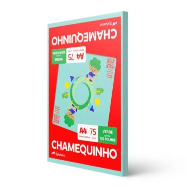 Imagem de Papel sulfite A4 verde 210x297 com 100 folhas Chamequinho