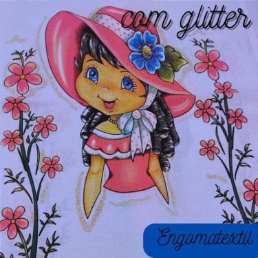 Imagem de Pano Bainha Boneca Tina com Glitter para Fazer Saia de Crochê - 45x72c