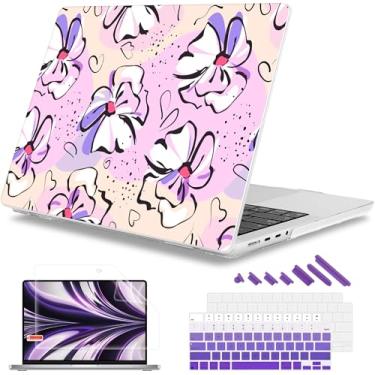 Imagem de Mektron Capa para laptop 2025 MacBook Pro 35.6 cm M4 2024 A3112 A3401 A3185 serve para 2023/2021 M3 A2918 A2992 M2 A2779 M1 A2442 Pro/Max, capa rígida de plástico impresso, rosa Flores