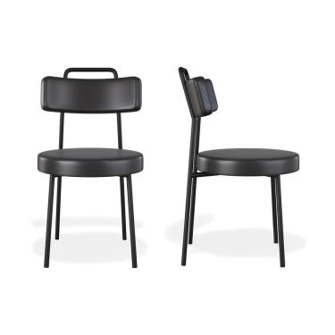 Imagem de Conjuto 2 Cadeiras Ster Fixa Courino Preto - Vallisa Decor