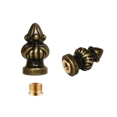 Imagem de 2 peças 1/8IP abajur finial Tiffany Victorian Finials para lâmpadas rosqueadas tampa botão para candeeiros de mesa ou lâmpadas de chão (latão antigo)