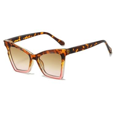 Imagem de JRLLFD Óculos de sol femininos gradientes luxo feminino festa moda retrô condução uv400 (rosa leopardo)
