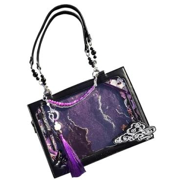 Imagem de Rrlihjgu Bolsa Tote para Mulheres | Bolsa a Tiracolo de Estilo Chinês Moderno - Saco Tote de Estilo Vintage Estético para Viagem, Streetwear, Uso Diário, Feriados, Caminhada, Encontros, Compras e