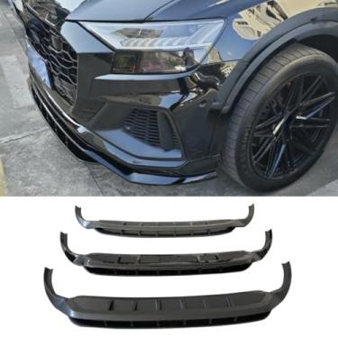 Imagem de Spoiler do para-choque dianteiro do carro peça de modificação do difusor de lábios compatível com Q8 2019-2023 estilo ROCK capa de proteção de para-choque acessórios para carro (preto fosco)