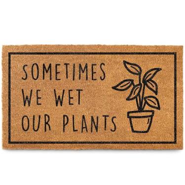 Imagem de Sometimes I Wet My Plants Tapete de boas-vindas 76 x 43 cm, capacho engraçado para área coberta ao ar livre, tapete de boas-vindas engraçado, decoração de porta ao ar livre, capacho divertido de coco