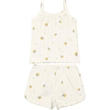 Imagem de Pijama Feminino Costura Picot Elastano Malwee Ref. 130684, Creme, M