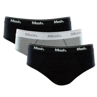 Imagem de Kit Com 3 Cuecas Slip Masculina Algodão Plus Size Mash, XGG, Preto