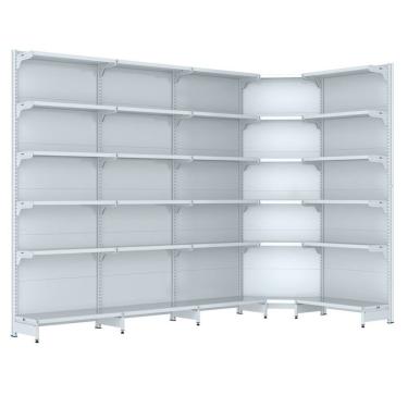 Imagem de Gondola Parede 202 Fit Farmacia Ate 4 M Bco 1 Canto Spe