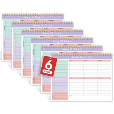 Imagem de Pacote com 6 blocos de notas semanais para fazer com 52 folhas sem data (21 x 28 cm) - agenda semanal para mulheres e homens, trabalho e casa - Violet Dream