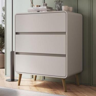 Imagem de Cômoda Infantil Curve 3 Gavetas Bege Dunas - Completa Móveis, Bege