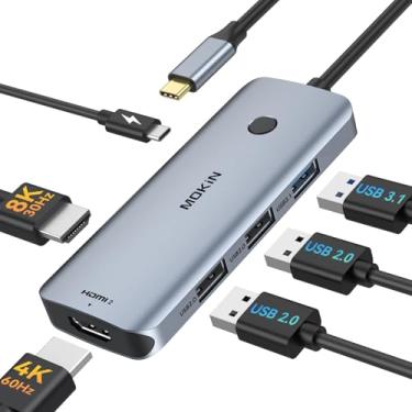 Imagem de Estação de ancoragem USB C para adaptador HDMI duplo, hub MOKiN USB C, monitores HDMI duplos para Windows, adaptador USB C com HDMI duplo, 3 portas USB, PD, compatível com Dell XPS 13/15, Lenovo Yoga,