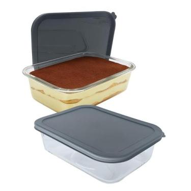 Imagem de Pote De Vidro Com Tampa Hermética Marmita Retangular 1500ml - CLICK HO