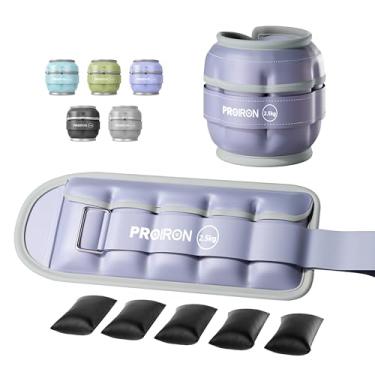 Imagem de PROIRON Pesos de tornozelo ajustáveis para mulheres e homens 0,5 kg - 2,5 kg em par de peso refletivo no tornozelo para exercícios físicos, corrida, aeróbica, roxo
