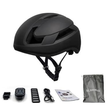 Imagem de Tomvorks Capacete de Bicicleta Adulto Com de Luz LED, Controle Remoto, Prova de Chuva para Pilotagem, Deslocamento, Absorção de Choque Duradoura para Os Ciclistas Passageiros Com (Preto)